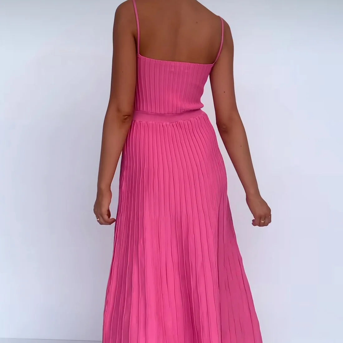 Knitted Pleated Long Dress